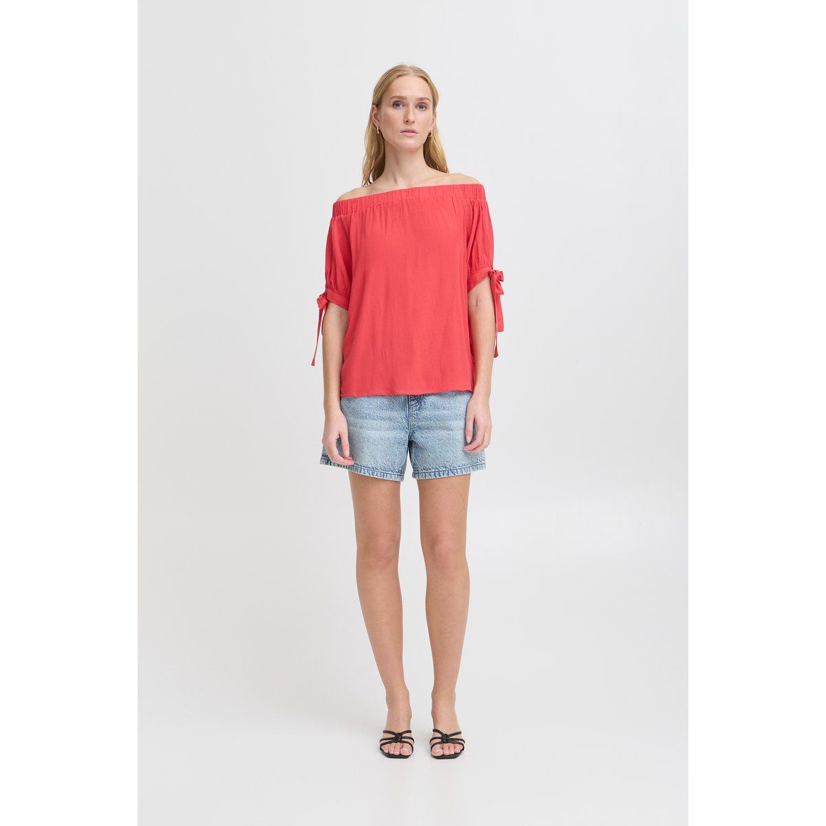 Carmenbluse mit Bindeärmeln