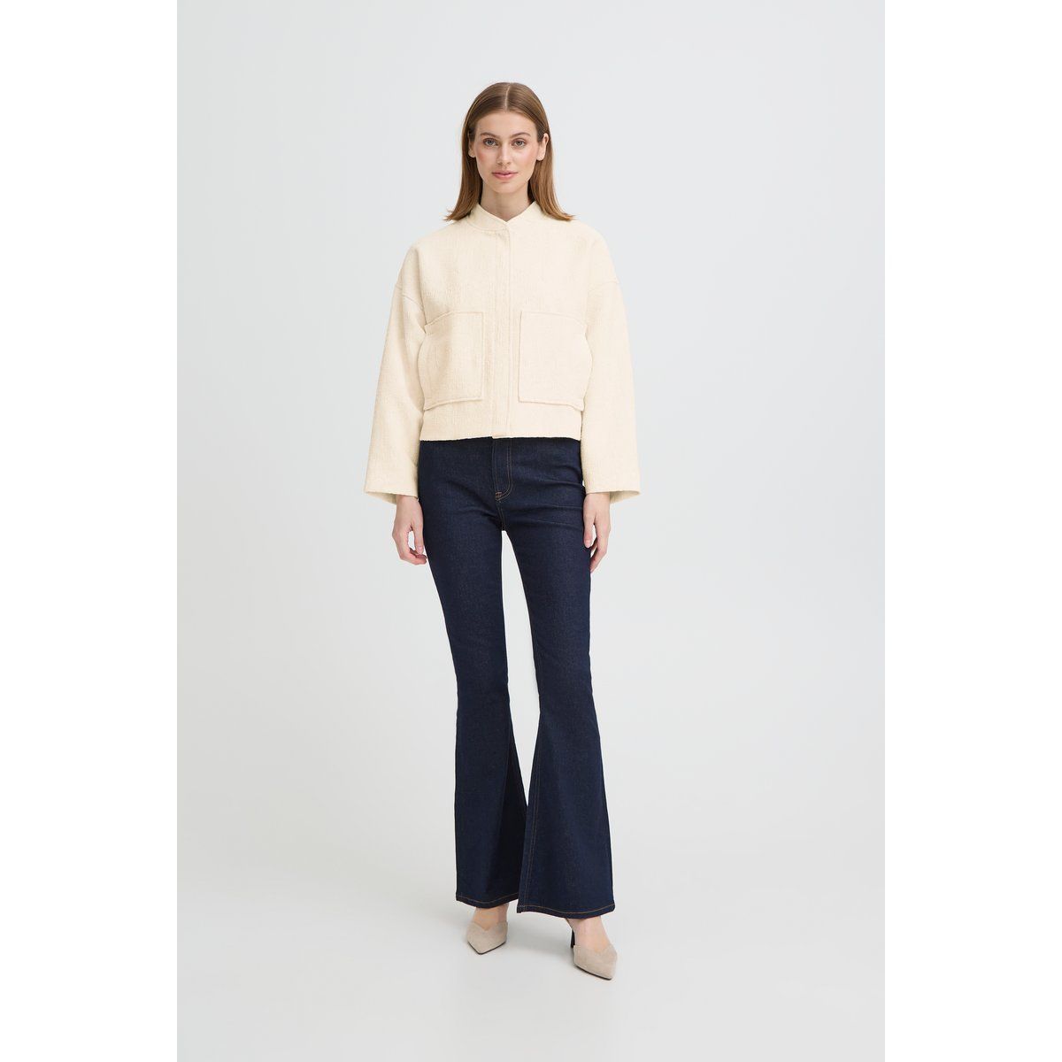 Boxy Jacke mit Textur und Stehkragen
