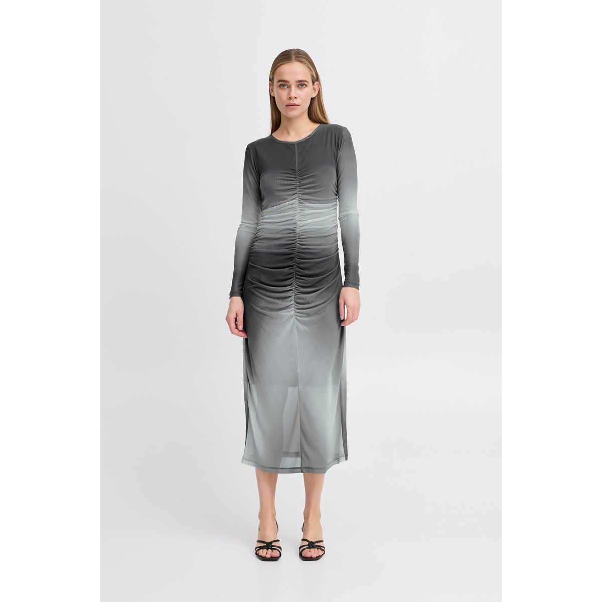 Ombre Midikleid aus gerafftem Mesh