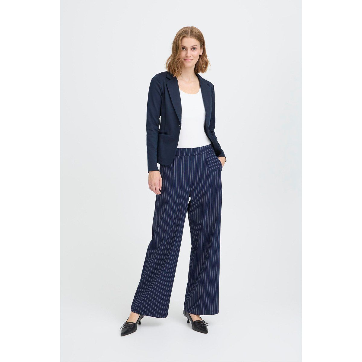Palazzo-Hose mit breitem Nadelstreifenmuster