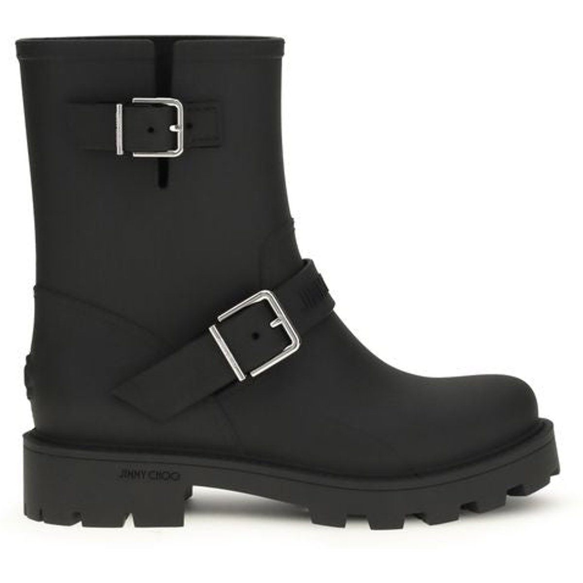 Regenstiefel mit Schnallen im Biker-Stil