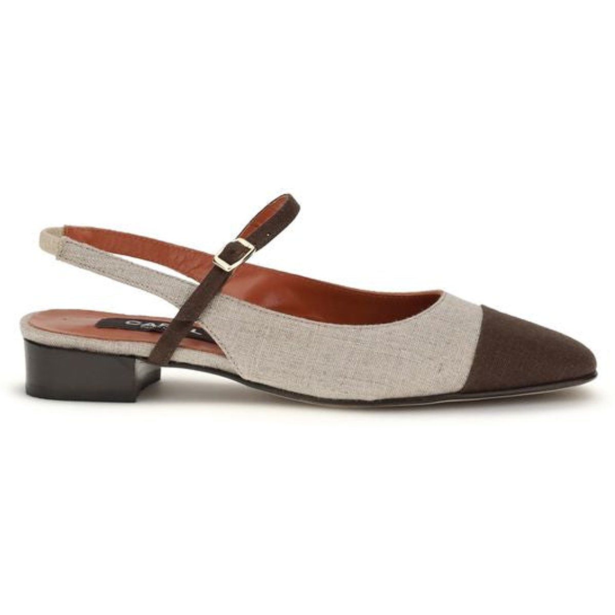 Zweifarbige Canvas Slingback Ballerinas