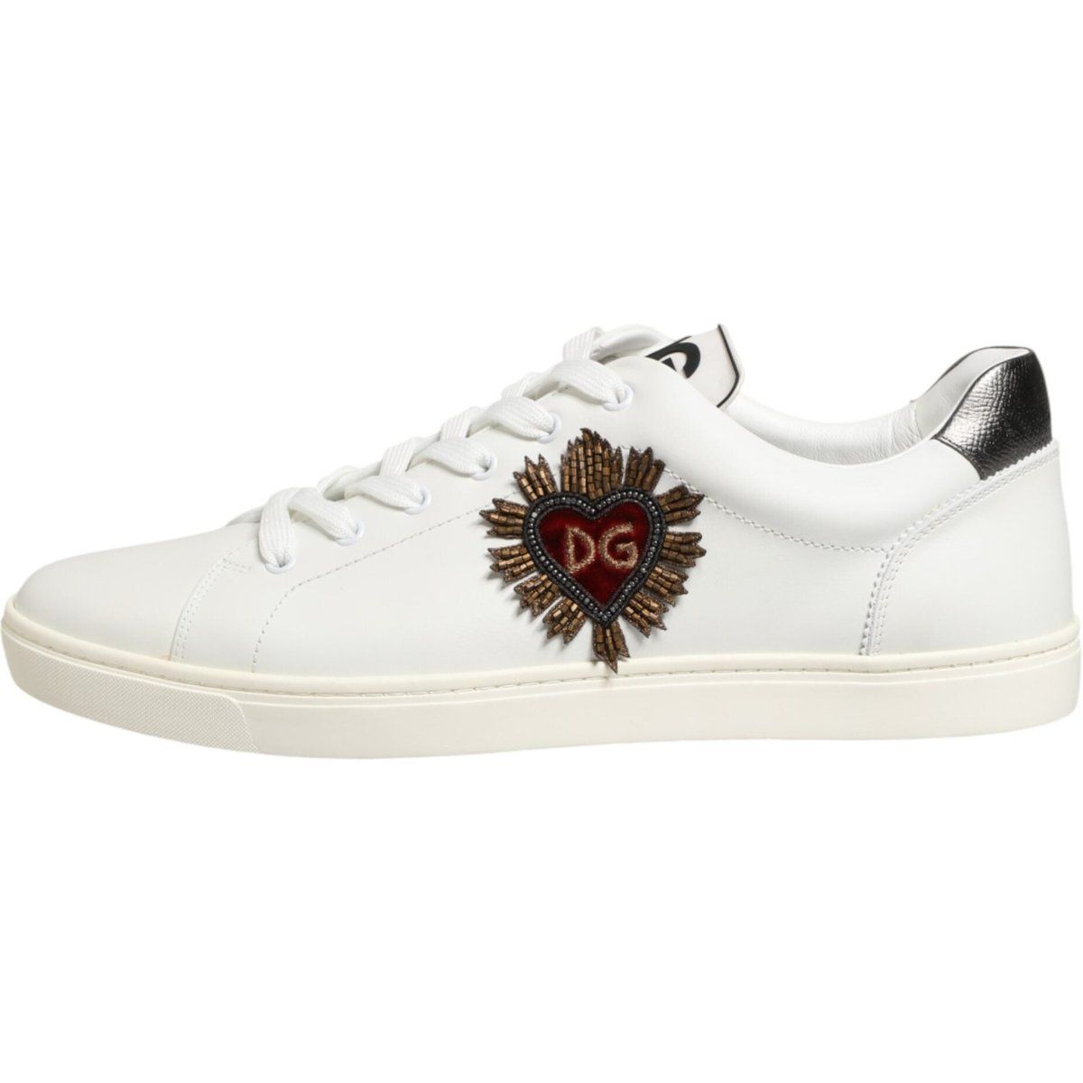 Herzverziertes Leder Low-Top Sneakers