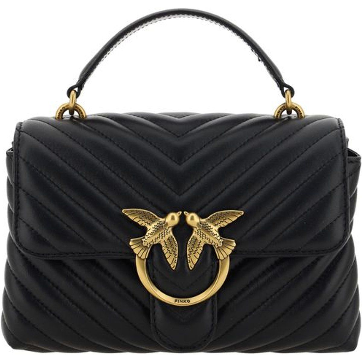 PINKO Schwarze Kalbsleder Bos Taurus Handtasche