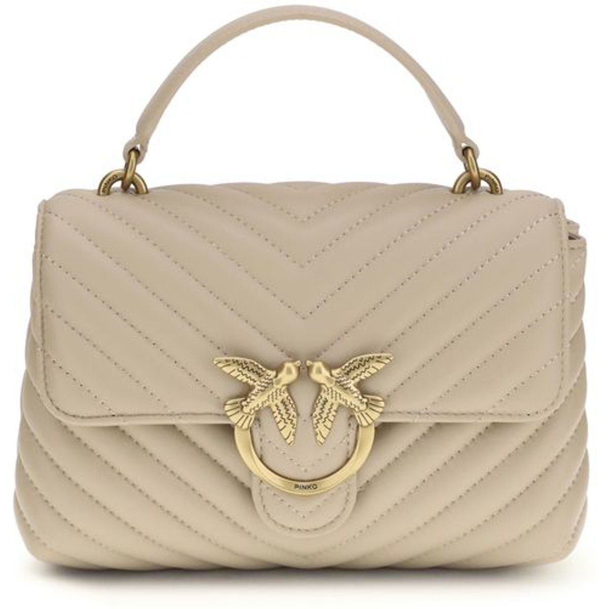 PINKO Beigefarbene Kalbsleder Bos Taurus Handtasche