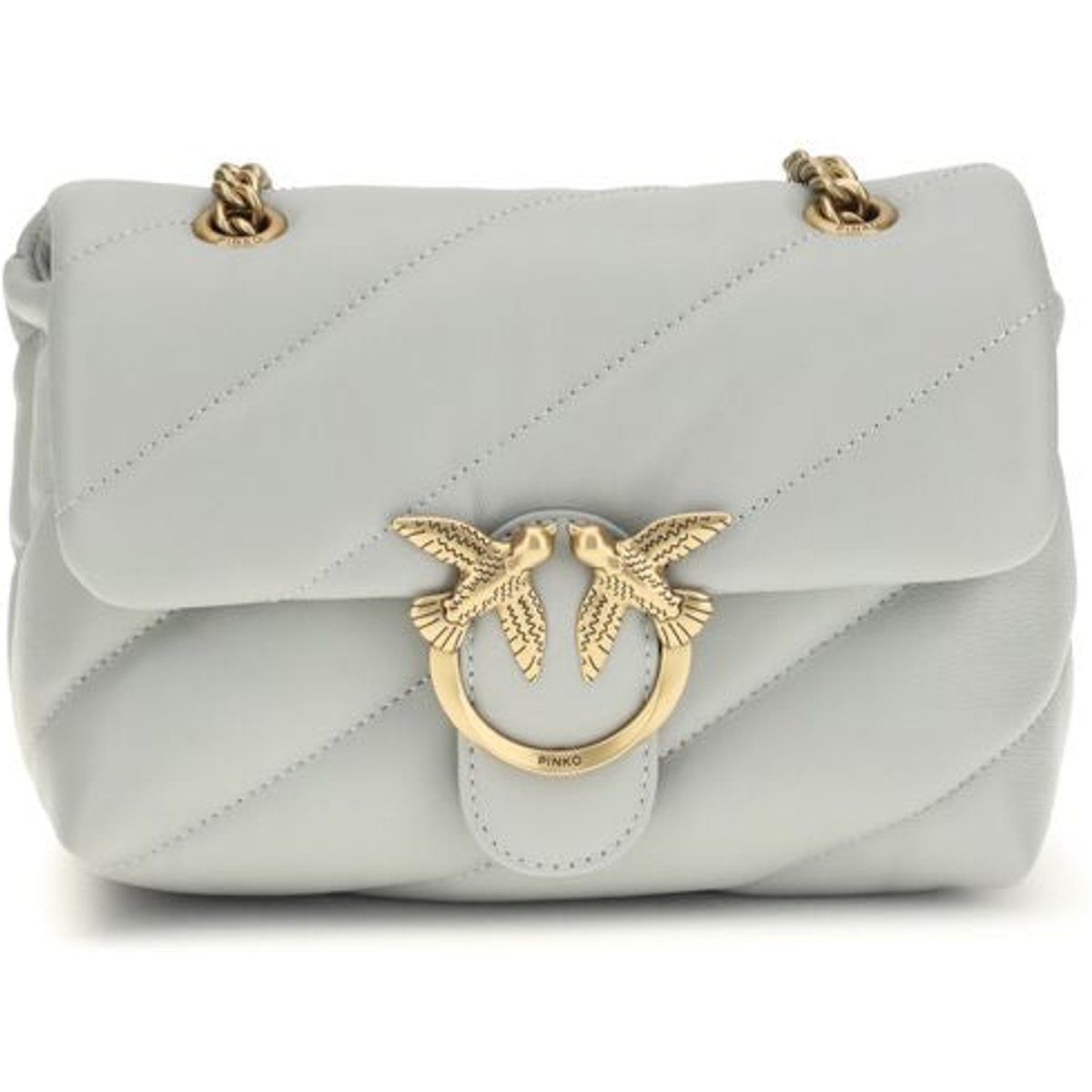 PINKO Graue Kalbleder Bos Taurus Schultertasche