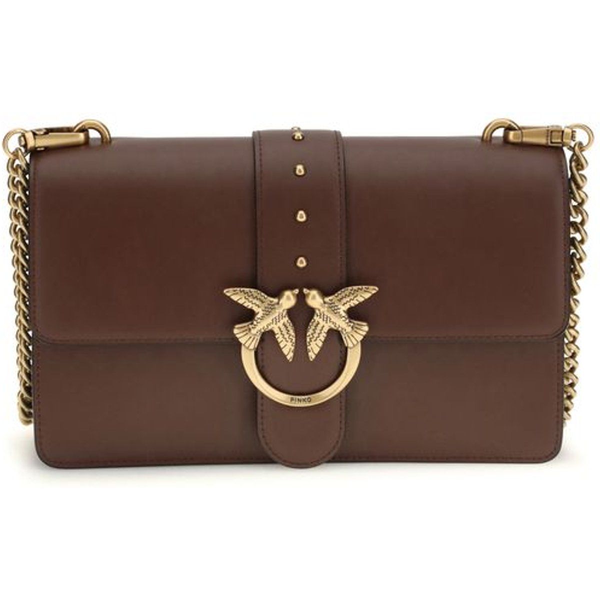 PINKO Braune Kalbsleder Bos Taurus Schultertasche