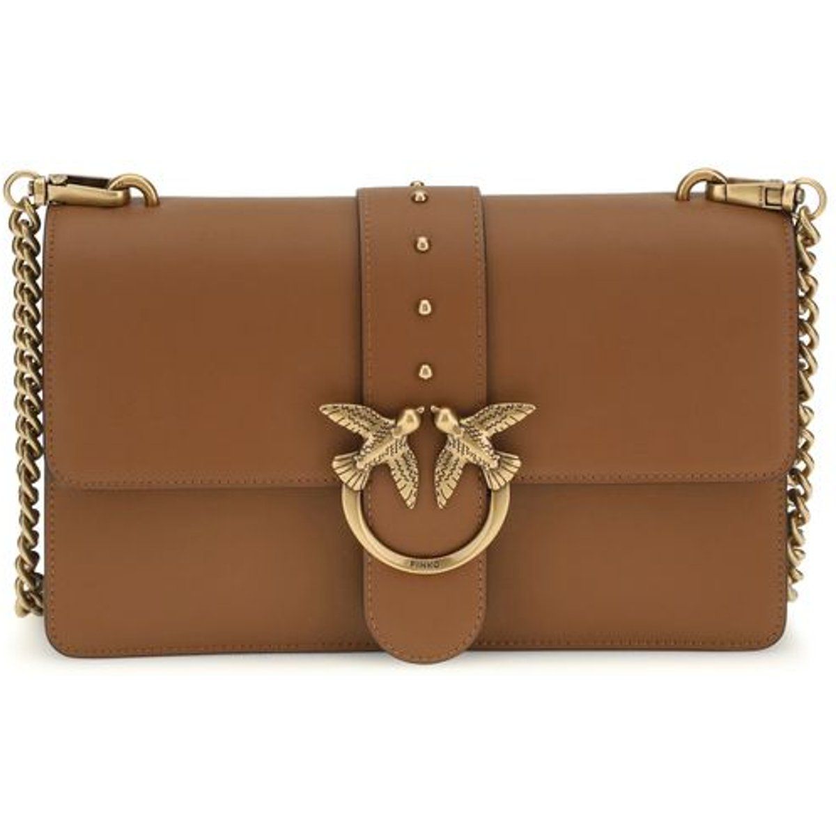 PINKO Schultertasche aus braunem Kalbsleder Bos Taurus