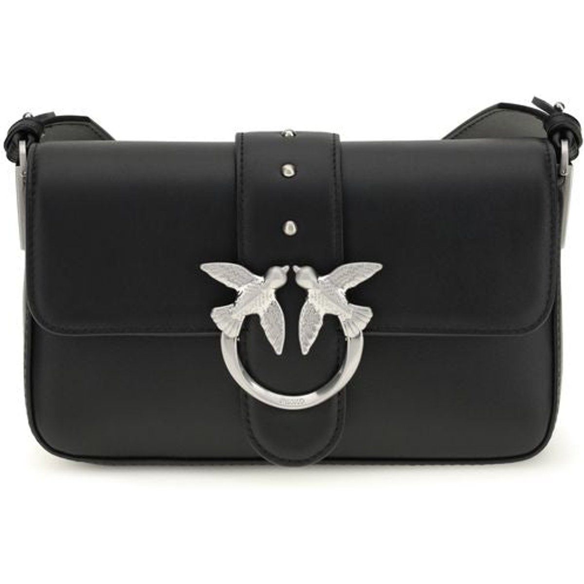 PINKO Schwarze Kalbsleder Bos Taurus Schultertasche