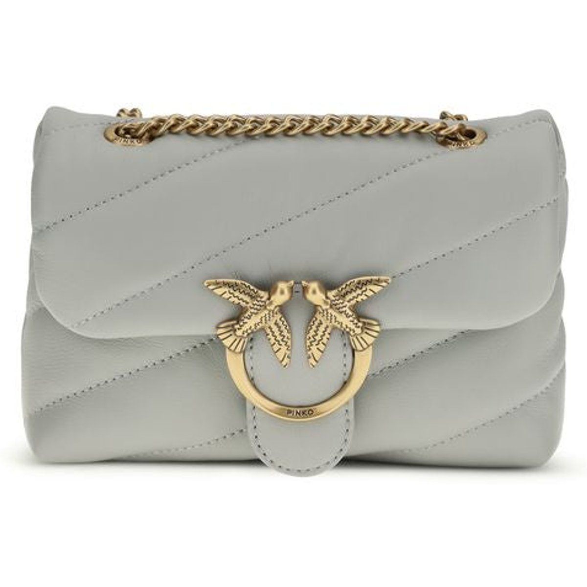 PINKO Graue Kalbsleder Bos Taurus Schultertasche