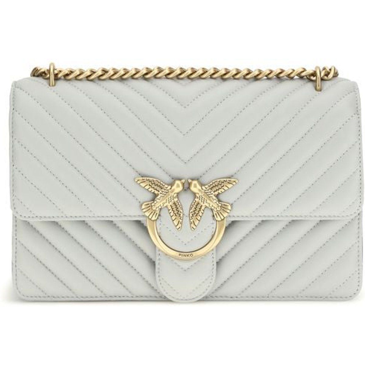 PINKO Graue Kalbsleder Bos Taurus Schultertasche