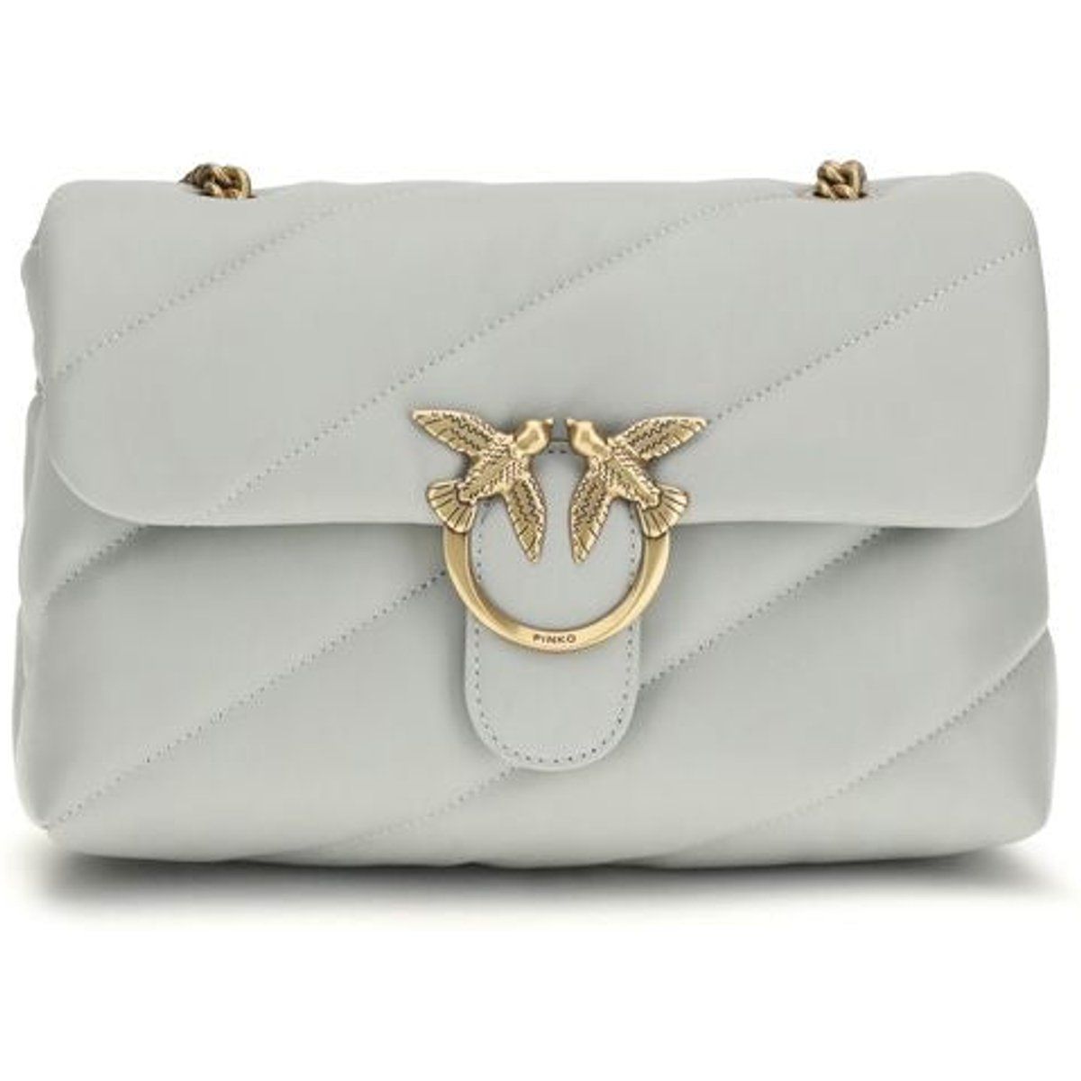 PINKO Graue Kalbleder Bos Taurus Schultertasche