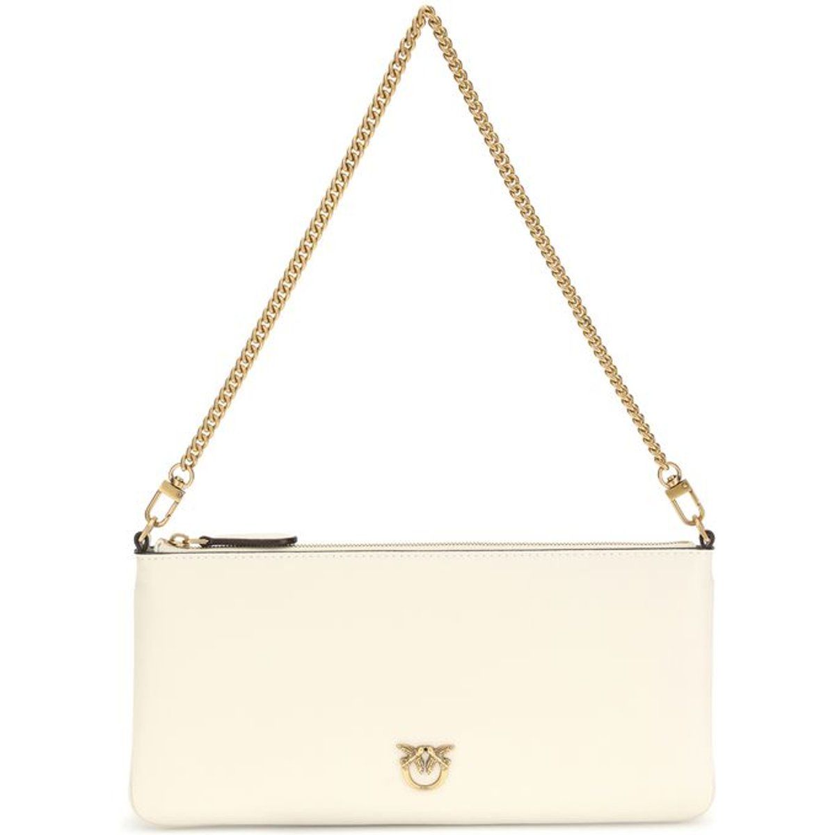 PINKO Weiße Kalbleder Bos Taurus Schultertasche