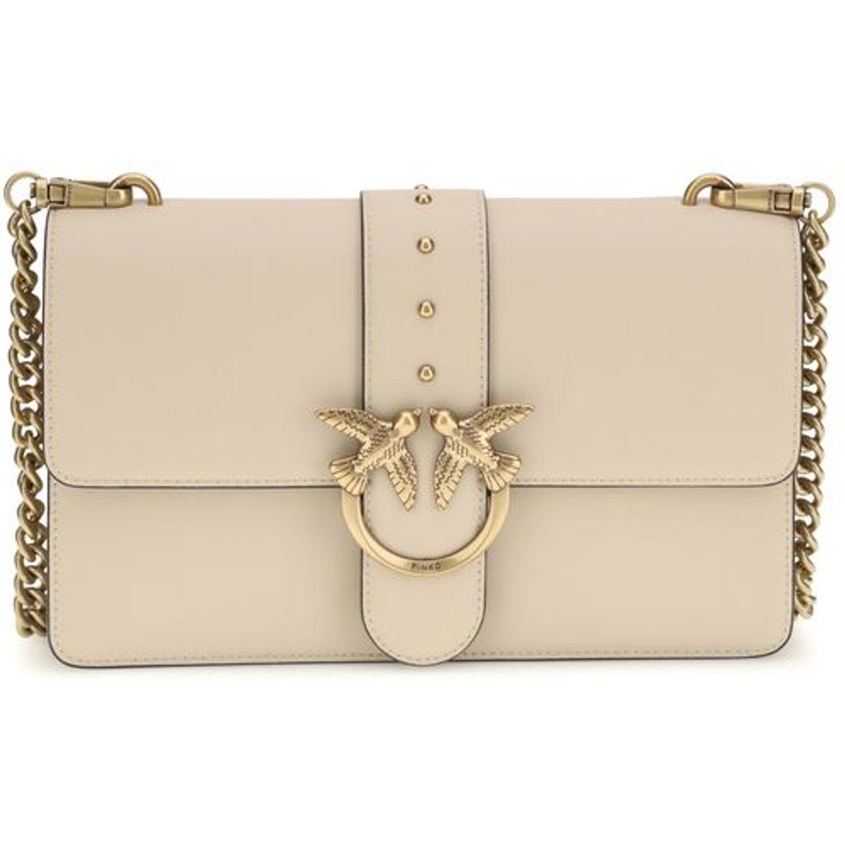 PINKO Beiger Kalbsleder Bos Taurus Schultertasche