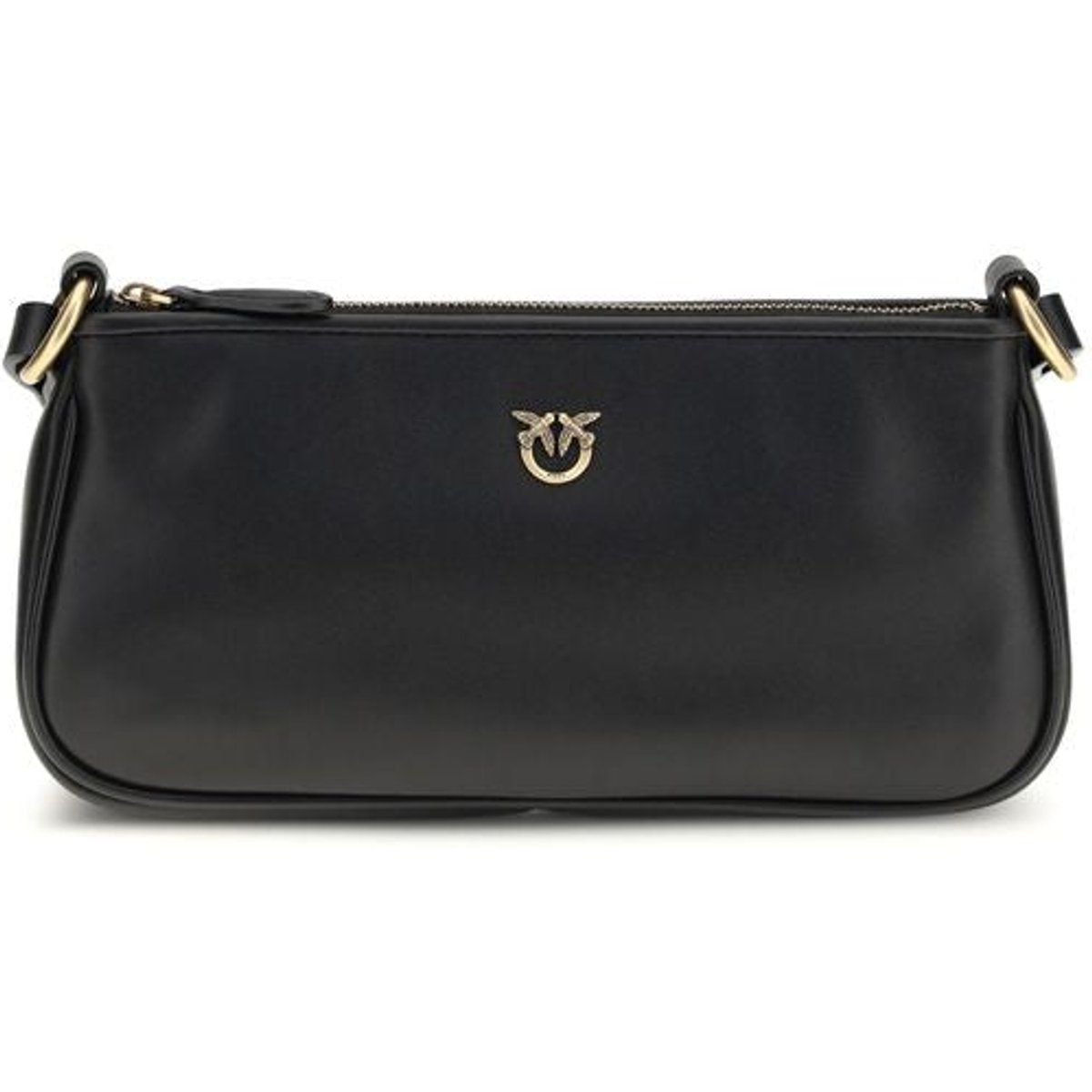 PINKO Schwarze Kalbleder Bos Taurus Schultertasche