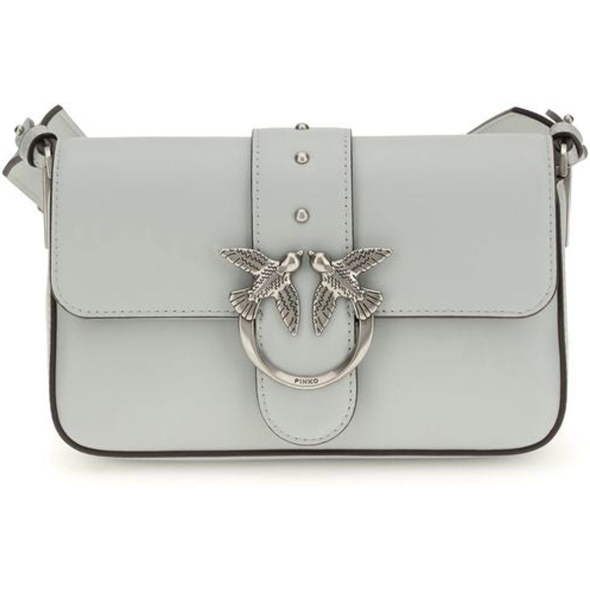 PINKO Graue Kalbsleder Bos Taurus Schultertasche