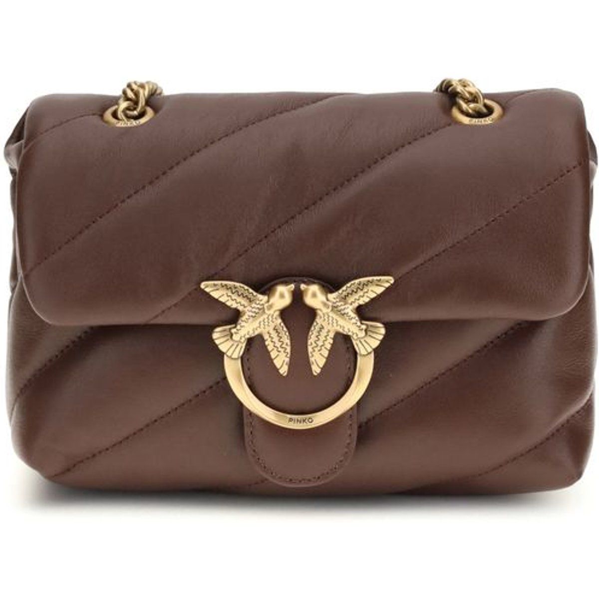 PINKO Schultertasche aus braunem Kalbsleder Bos Taurus