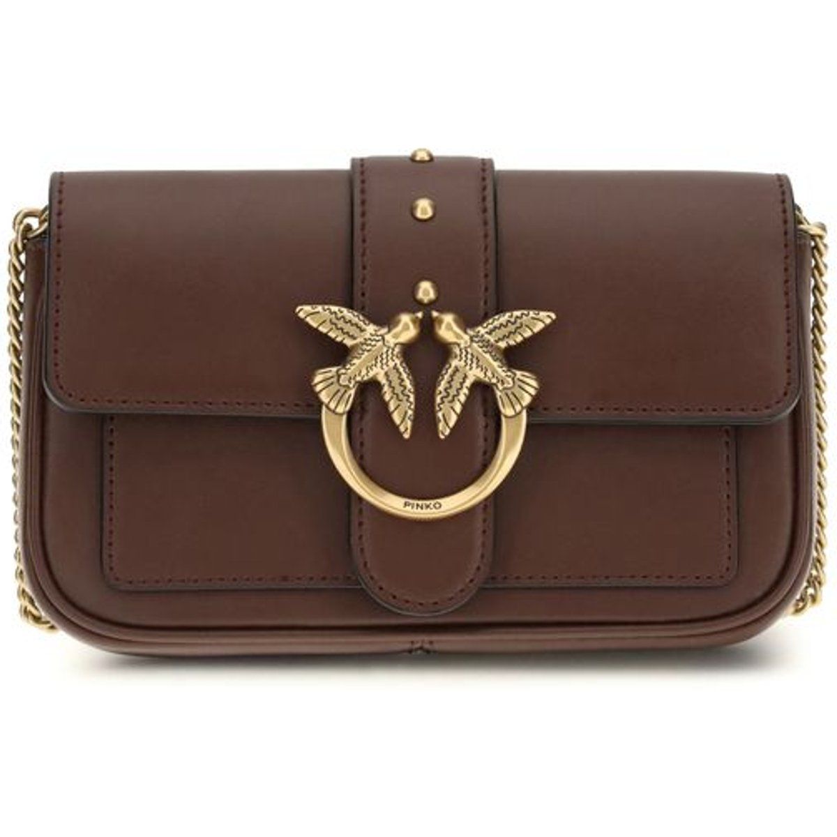 PINKO Schultertasche aus braunem Kalbsleder Bos Taurus