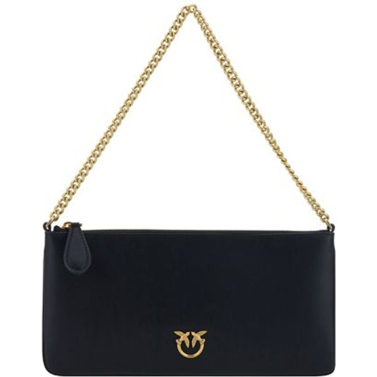 PINKO Schwarze Kalbsleder Bos Taurus Schultertasche