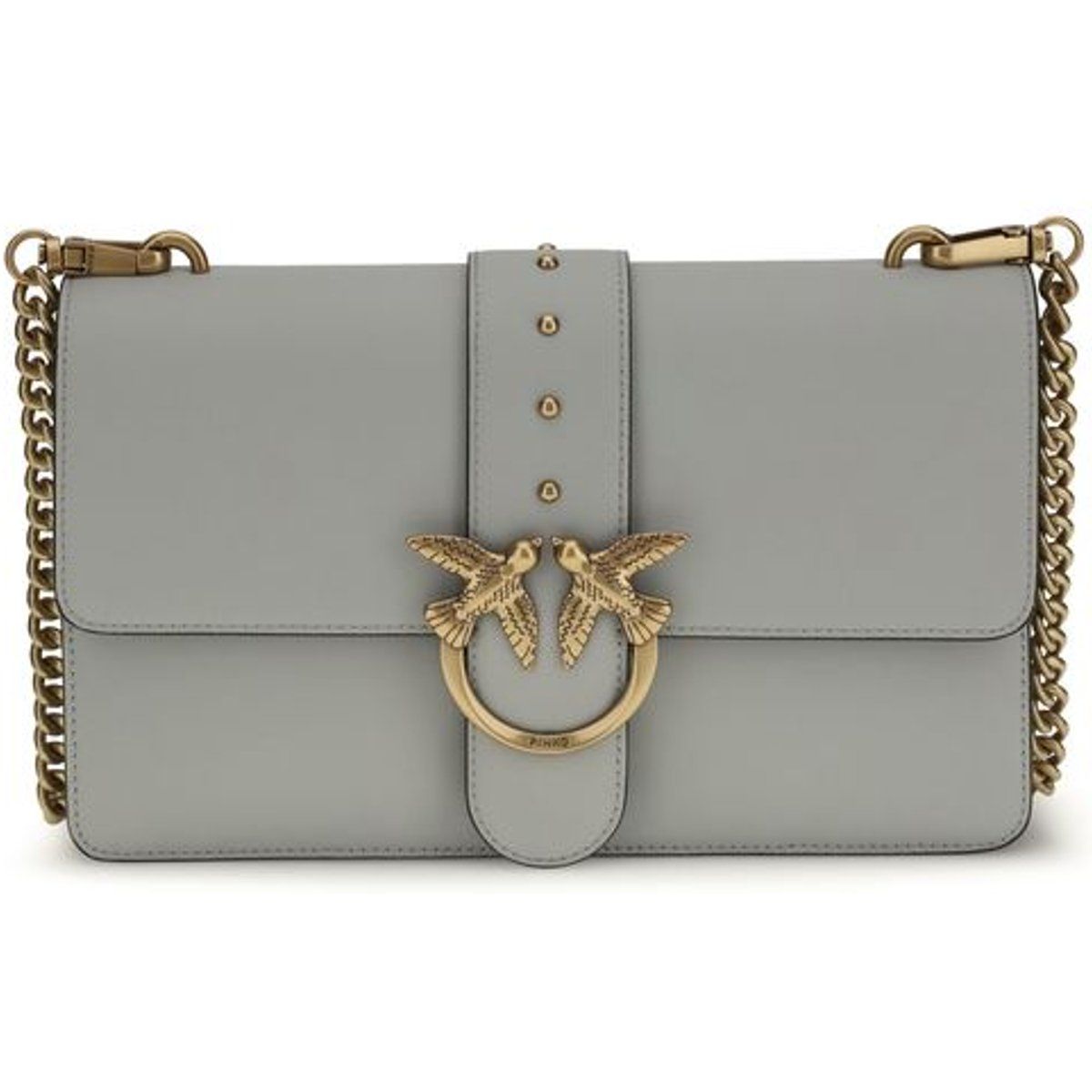 PINKO Graue Kalbleder Bos Taurus Schultertasche