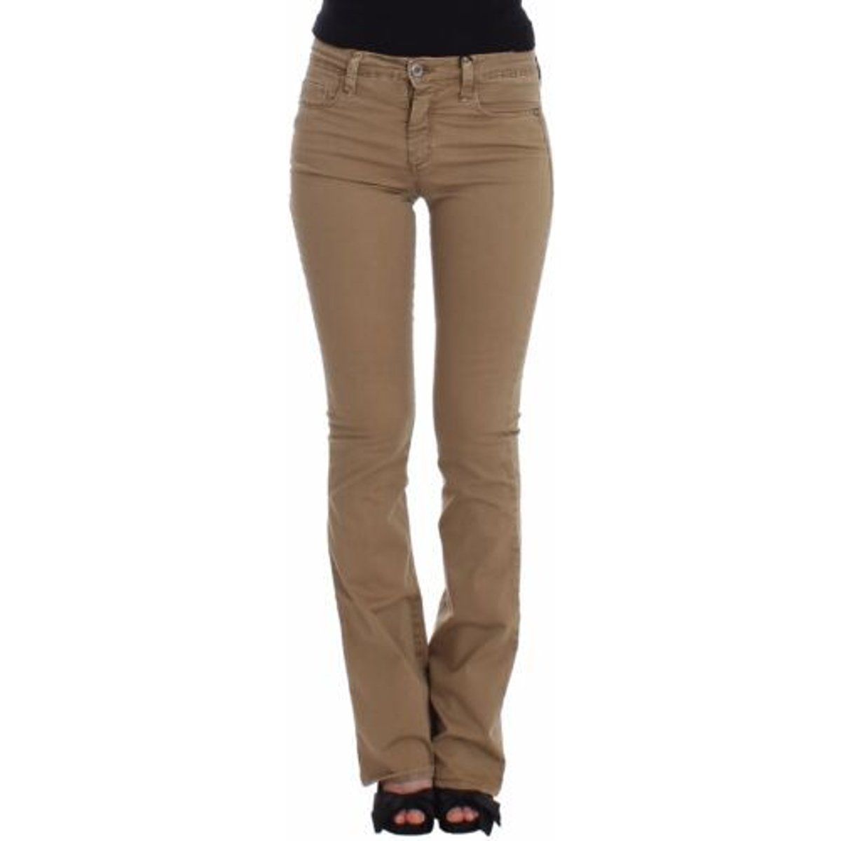 Beige Straight Leg Stretch Jeans