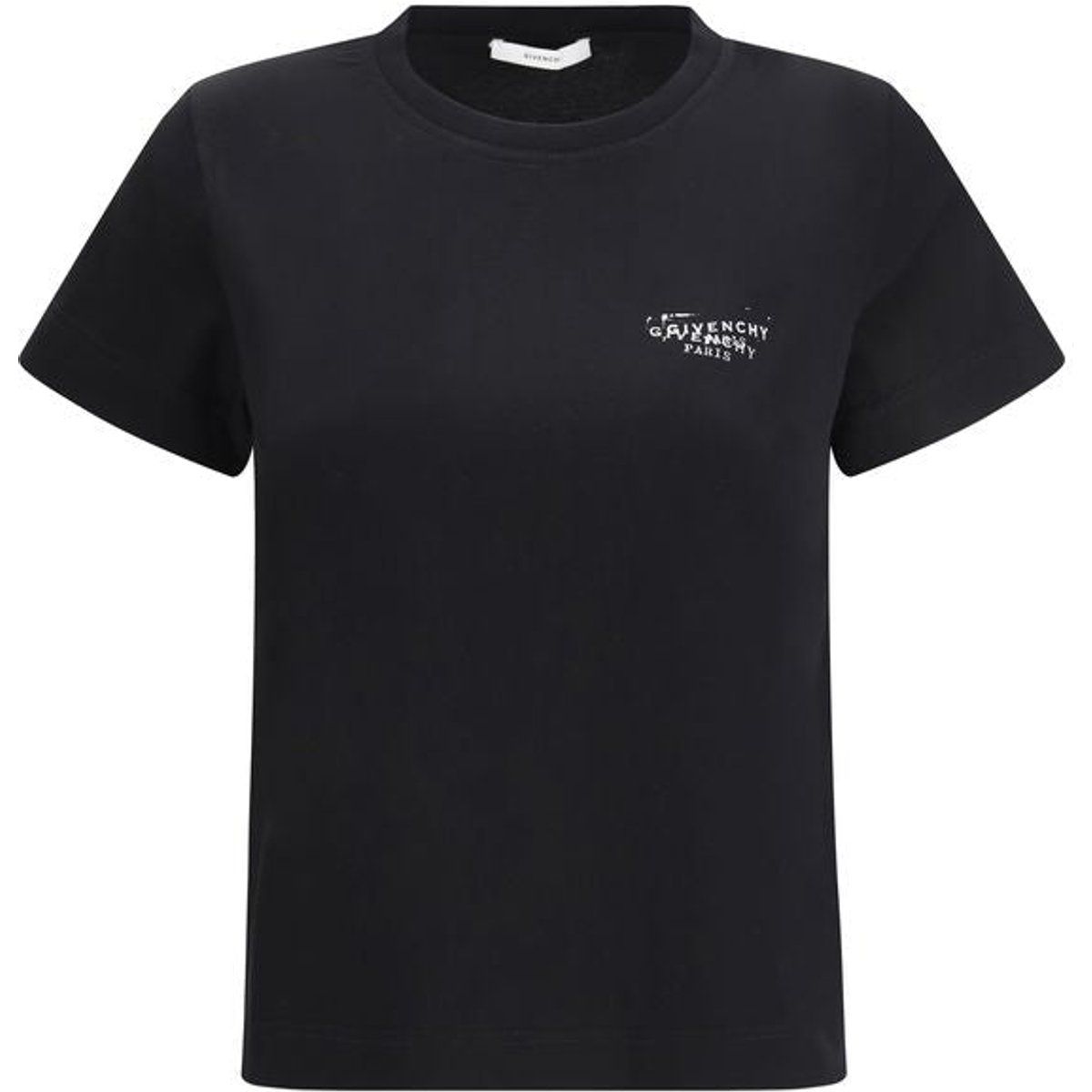 Schwarzes Baumwoll-T-Shirt mit Logo