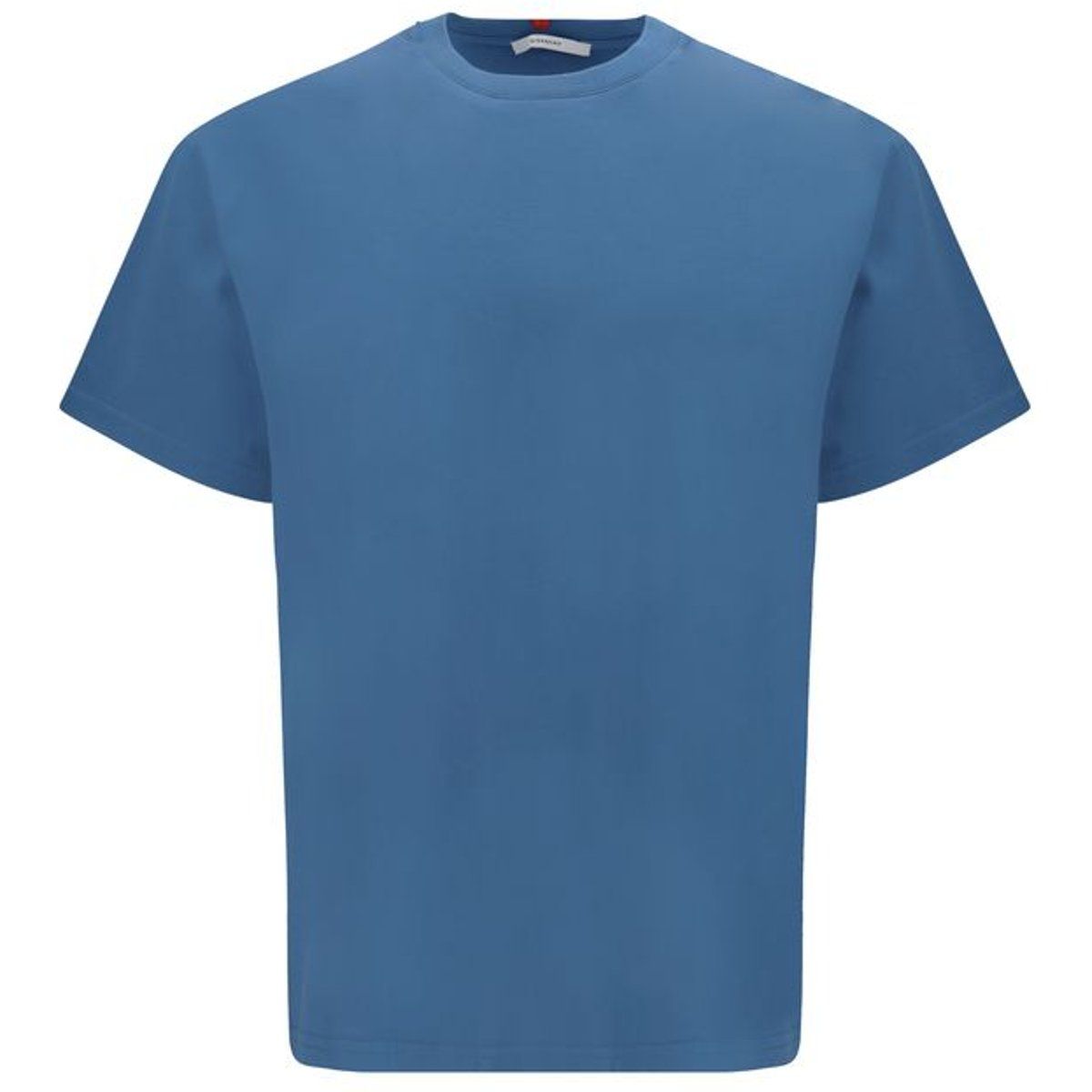 Klassisches blaues Baumwoll-T-Shirt mit Rundhalsausschnitt
