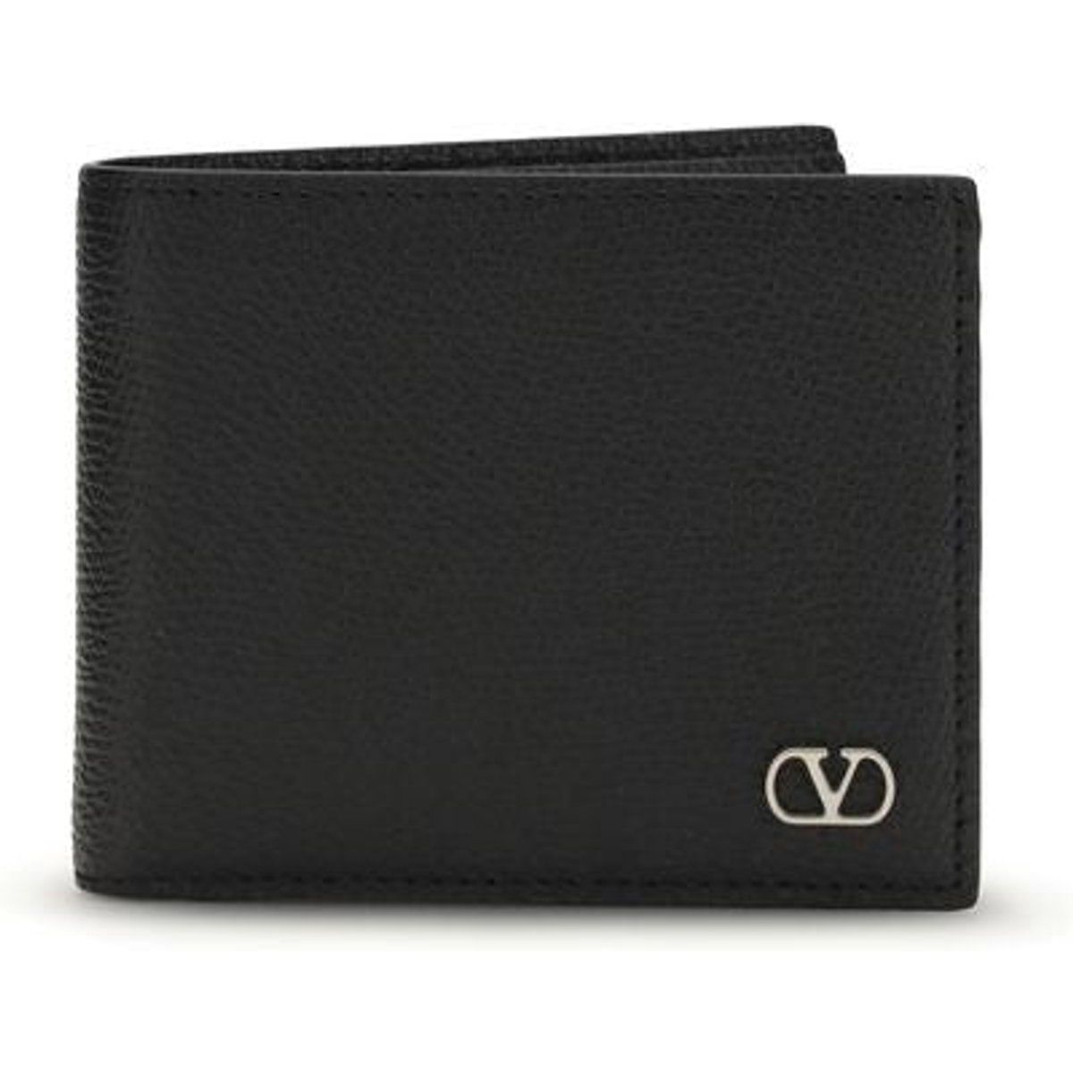 Valentino Garavani Schwarzes Kalbsleder Bos Taurus Portemonnaie