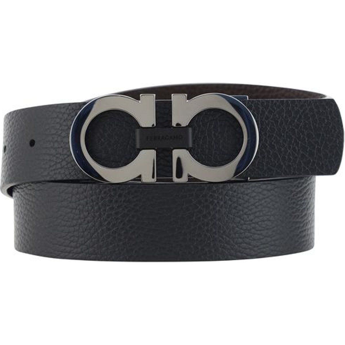 Ferragamo Schwarzer Kalbsleder Bos Taurus Gürtel Regular