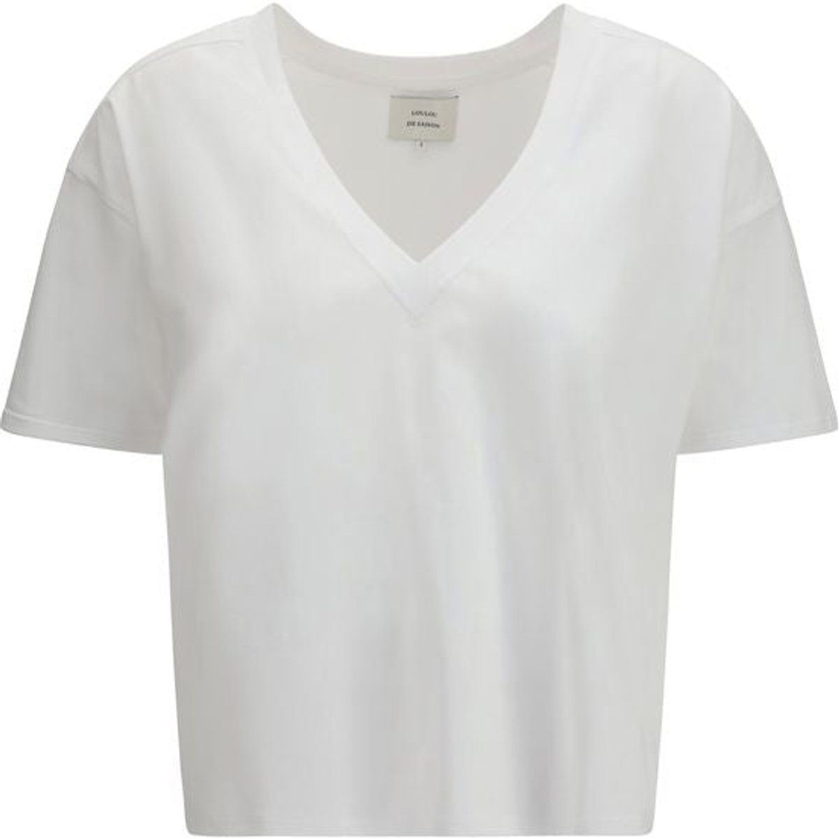 Cropped V-Ausschnitt Baumwoll T-Shirt