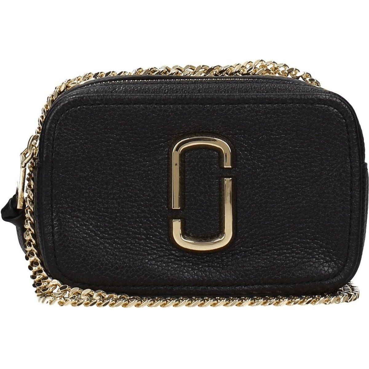 Schwarze Ledertasche mit Kette