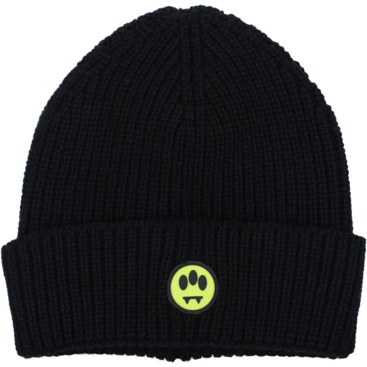 Schwarze Wollmütze mit Logo-Patch