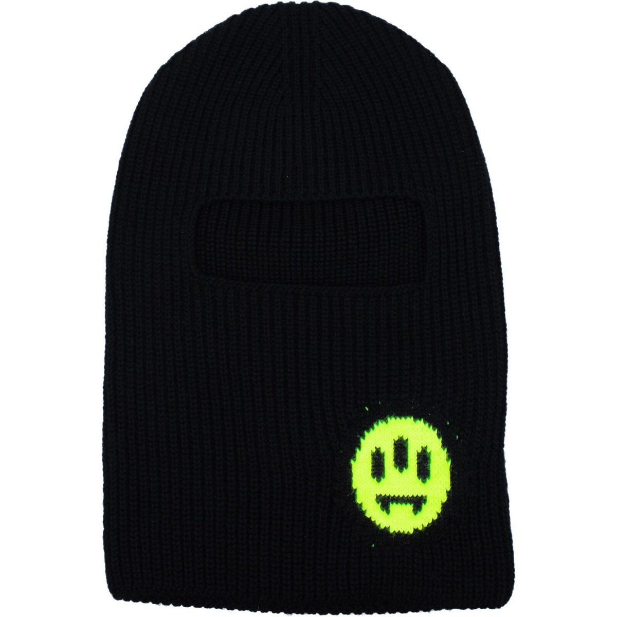 Schwarze Woll-Sturmhaube mit Logo-Patch