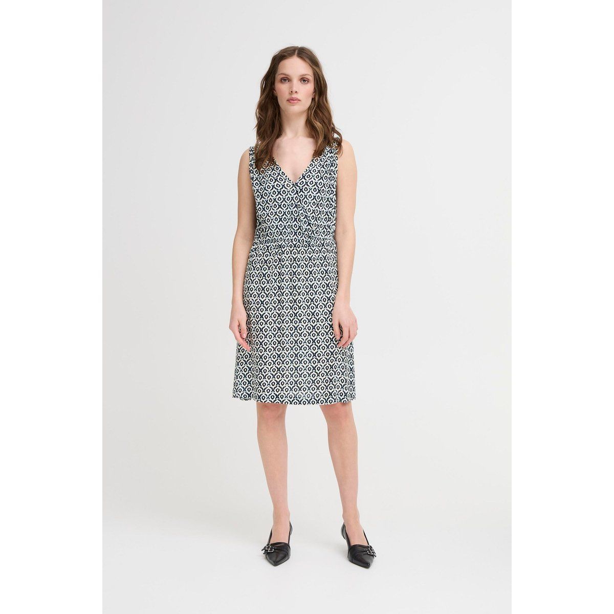 Ärmelloses A-Linien-Kleid mit geometrischem Muster