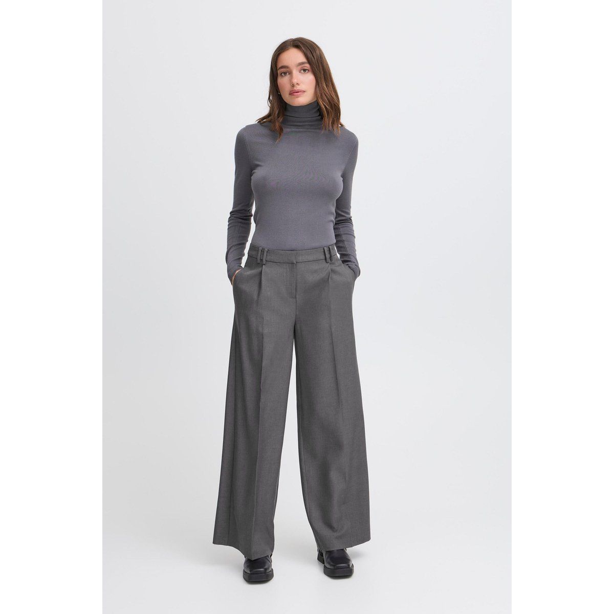 Weite Wollhose mit Bundfalten