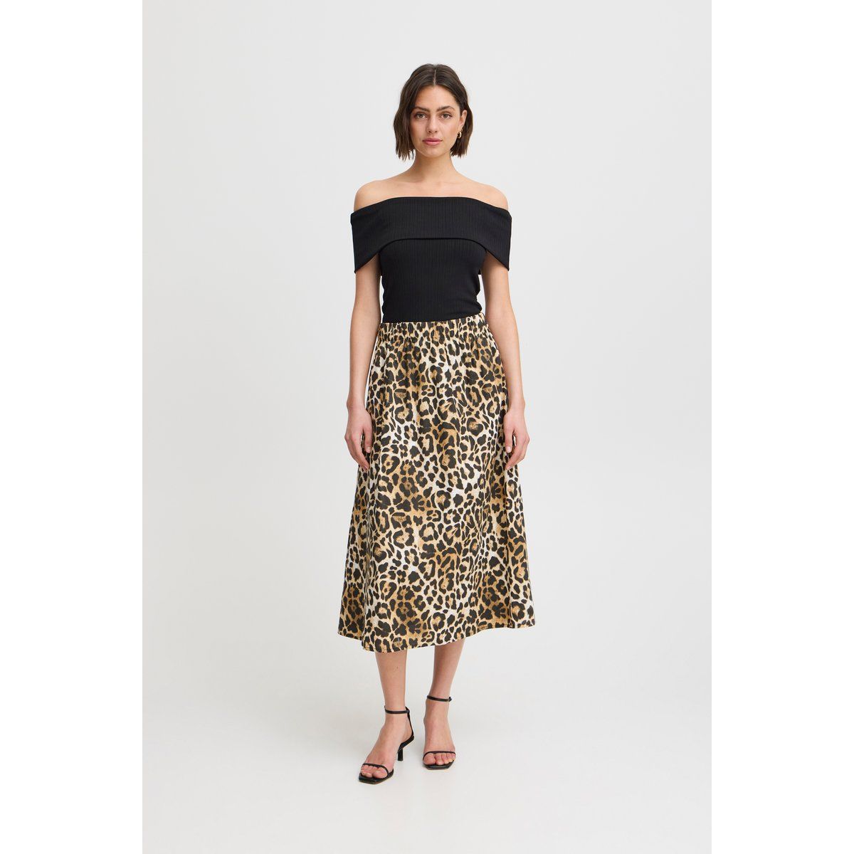 A-Linien Midirock mit Animalprint
