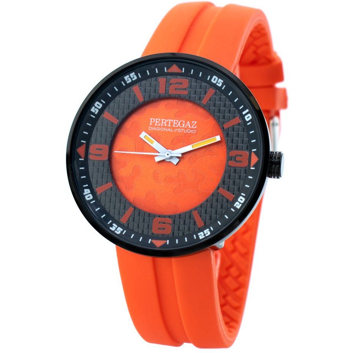 Sportliche orange und schwarze Quarzuhr
