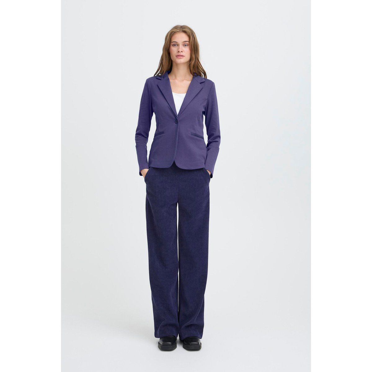 Cordhose mit weitem Bein und hoher Taille