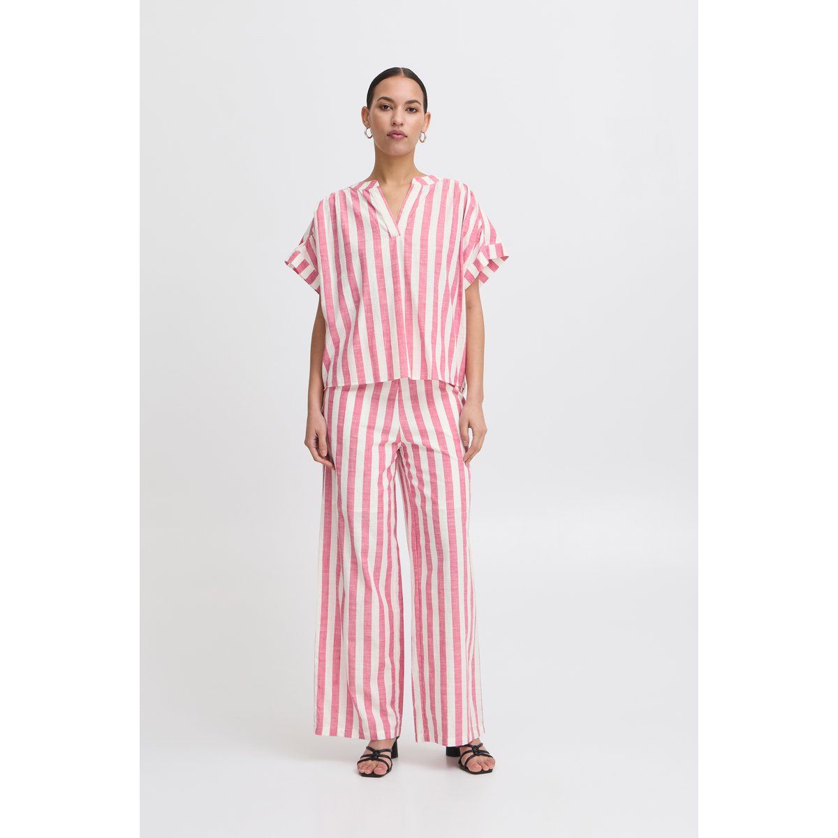 Gestreiftes Kurzarm Boxy Shirt