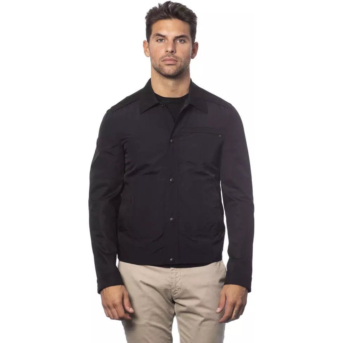 Moderne Schwarze Baumwollmischung Bomberjacke