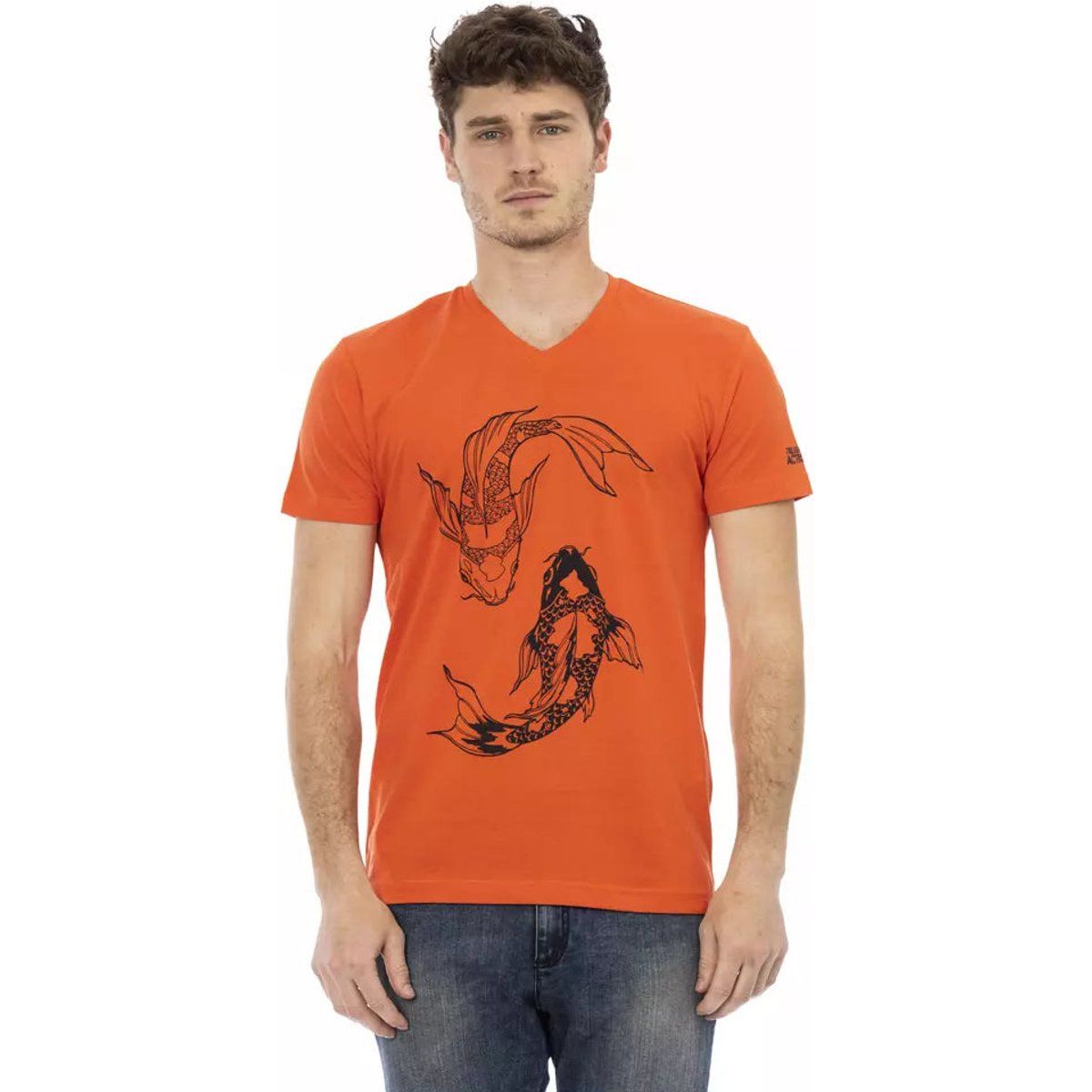 Koi Fisch Grafik V-Ausschnitt T-Shirt