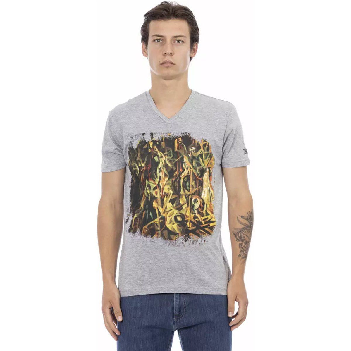 Herren T-Shirt mit Grafikdruck und V-Ausschnitt