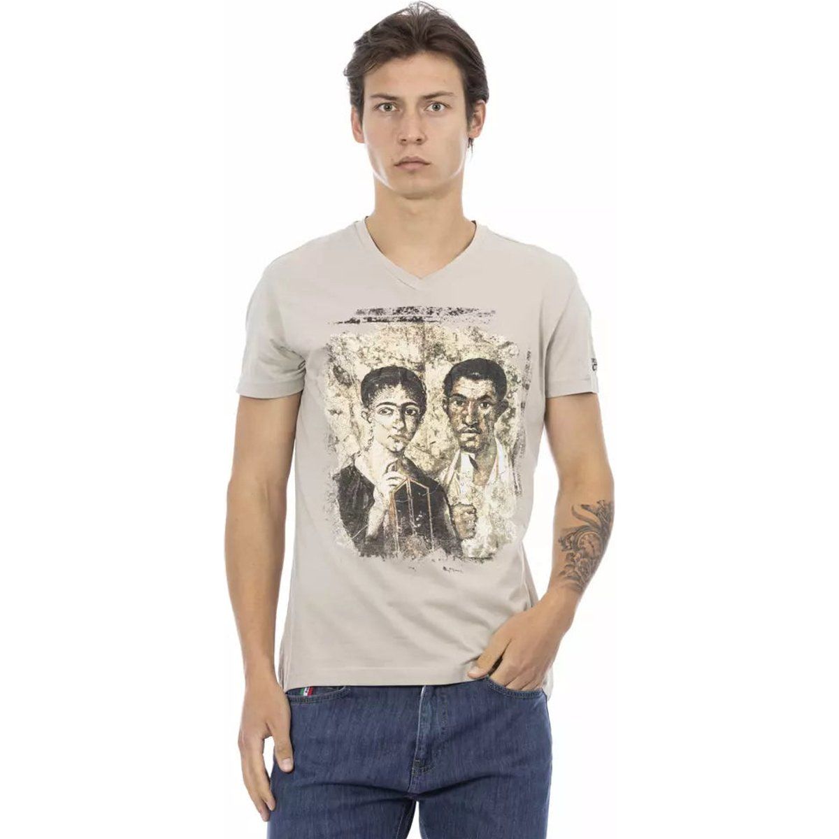 T-Shirt mit Grafikprint und V-Ausschnitt