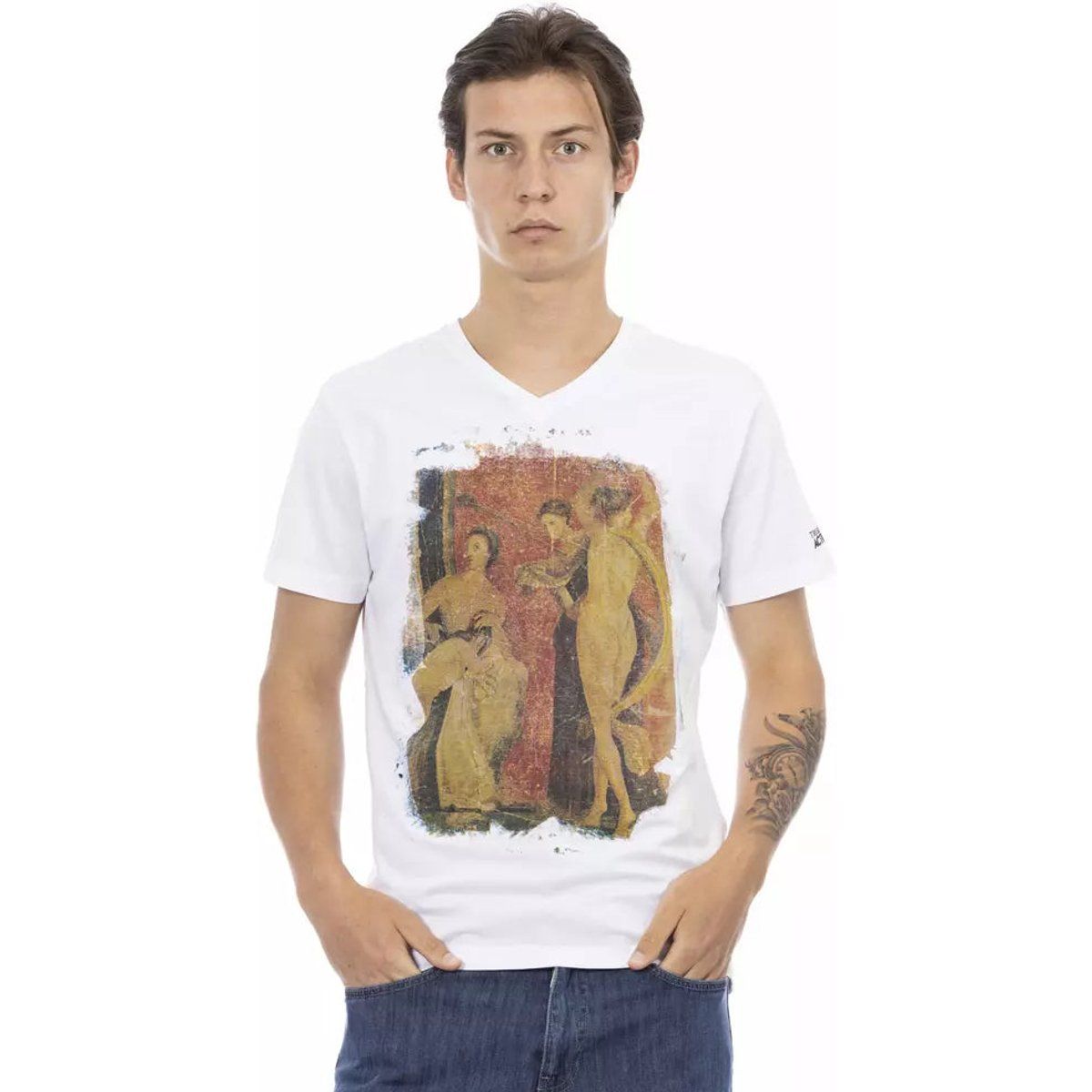 Herren Weißes Baumwoll-T-Shirt mit Grafikprint