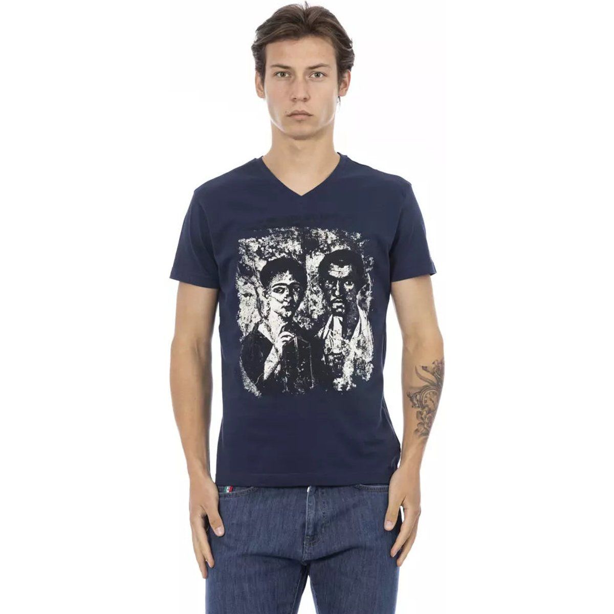 Herren V-Ausschnitt T-Shirt mit Grafikprint