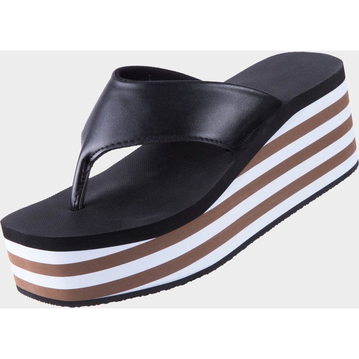 Gestreifte Plateau Flip-Flop Sandalen