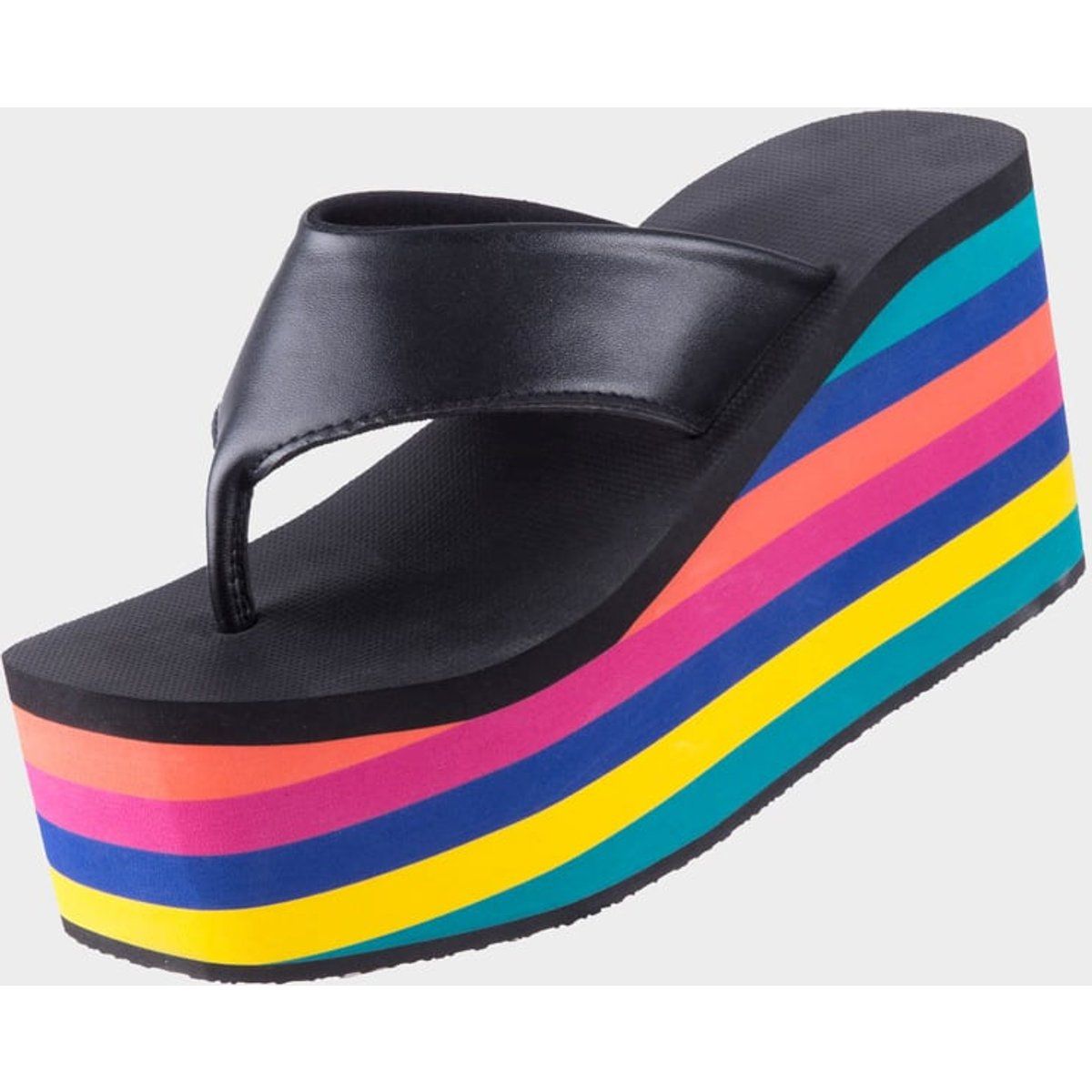 Bunte Regenbogen-Plateau-Keilsandaletten