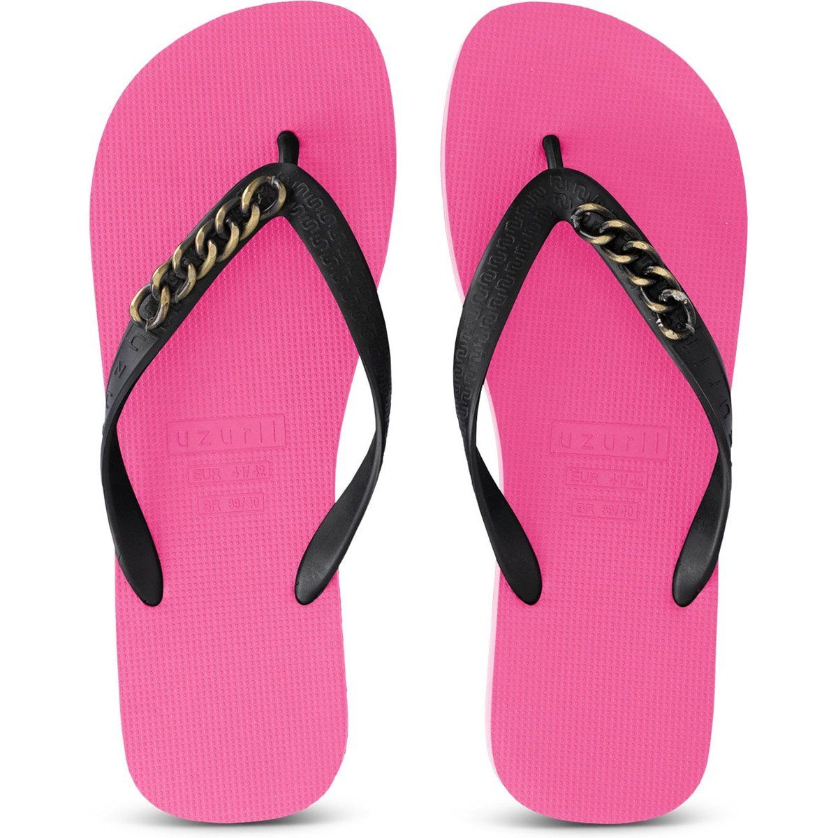Neonpinke Flip-Flops mit Kettendetail