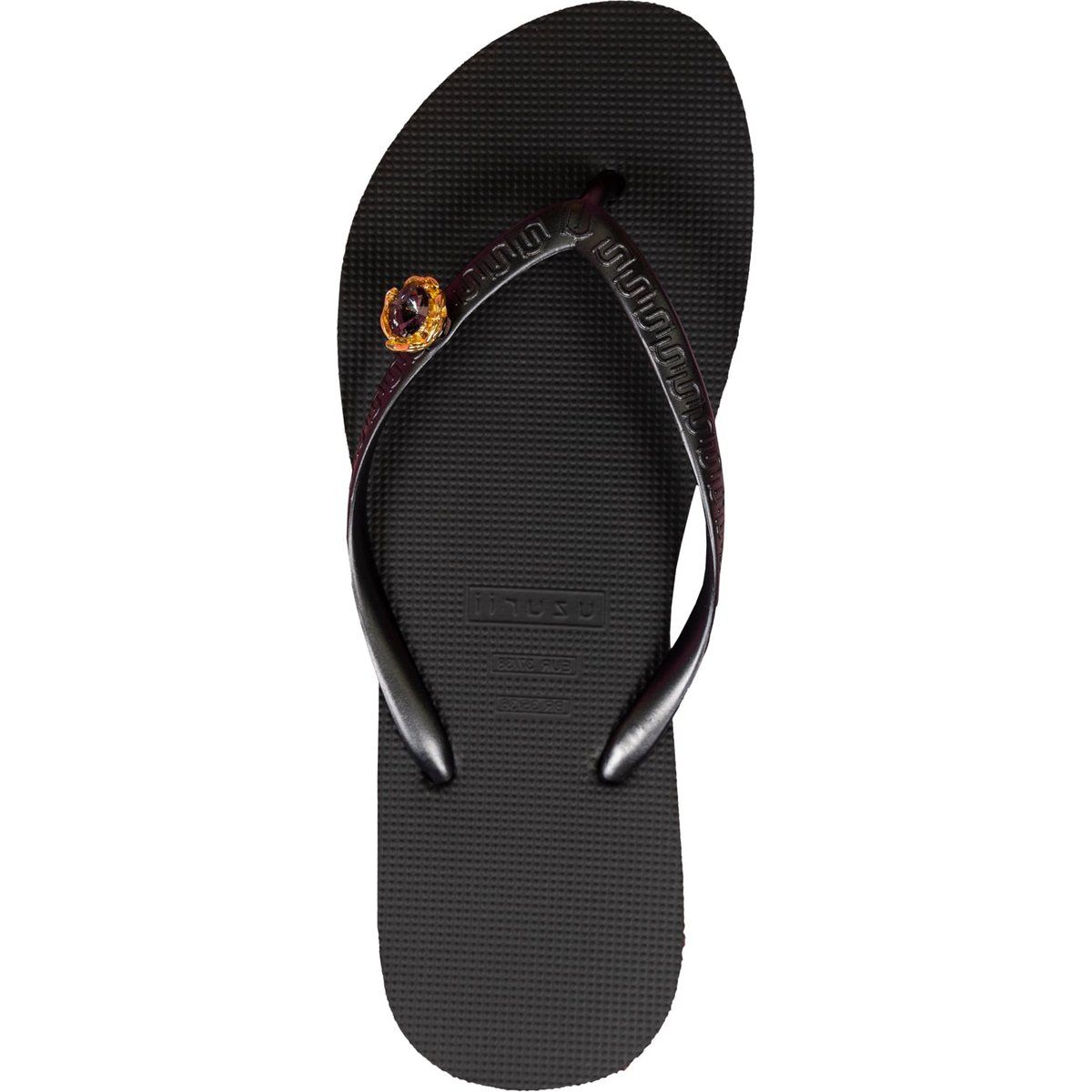 Schwarze Flip-Flops mit Schmuckstein-Detail