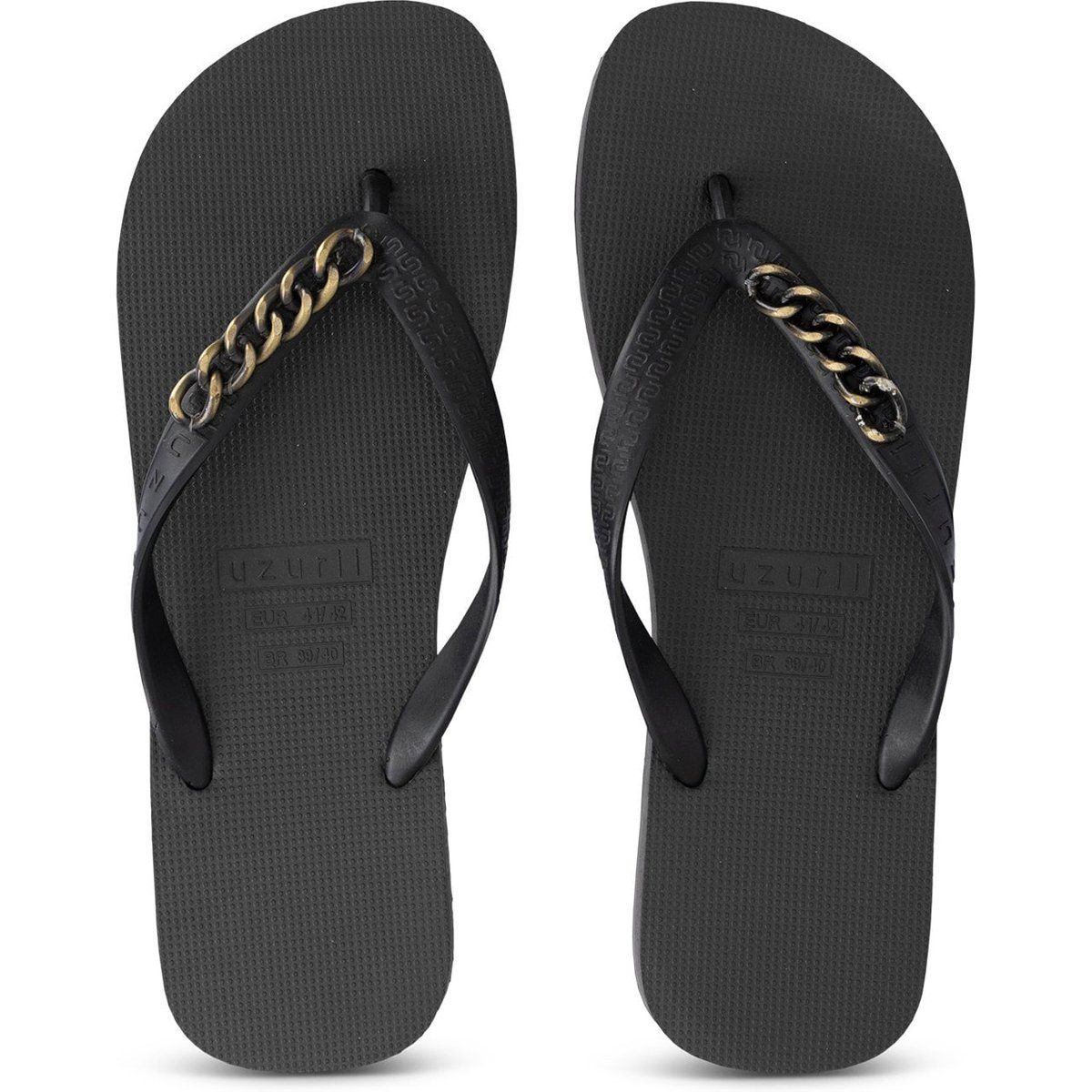 Schwarze Flip-Flops mit Kettendetail